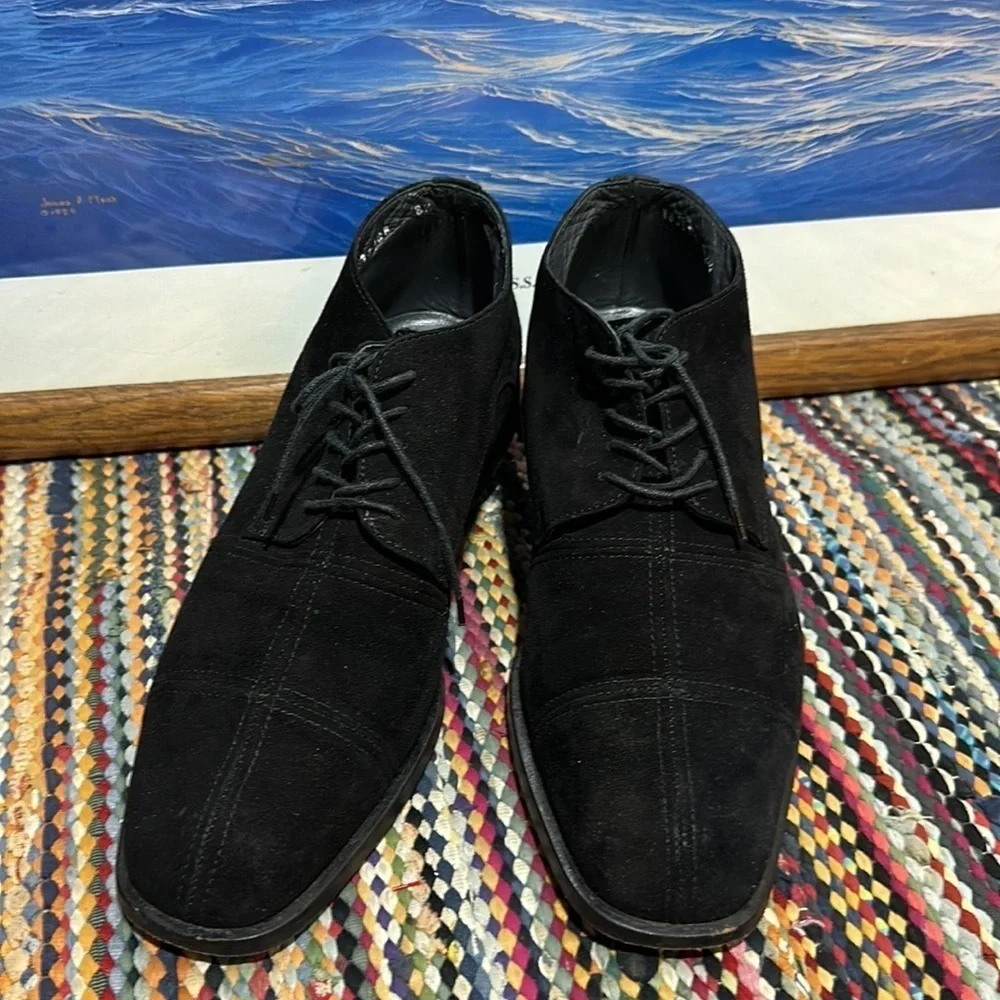 Stracam Italy Black  Suede Panels Dress Oxford Shoes size 8.5 - Picture 13 of 16